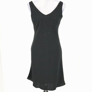 Jones NY Dress Petites 6P Black Rhinestones Lined Fit n Flare Party Wedding
